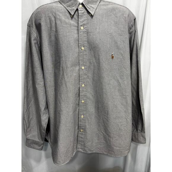 Ralph Lauren Knit Oxford Shirt Men's 2XB Big & Tall Gray Button Down Pony Logo - Picture 2 of 12